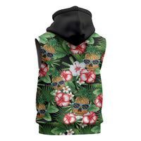 Pineapple Skull Aloha Hawaii Sleeveless Zip Hoodie Summer Vibes Tropical Seamless Pattern - Wonder Print Shop