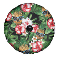 Pineapple Skull Aloha Hawaii Spare Tire Cover Summer Vibes Tropical Seamless Pattern - Wonder Print Shop