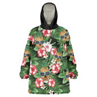 Pineapple Skull Aloha Hawaii Wearable Blanket Hoodie Summer Vibes Tropical Seamless Pattern - Wonder Print Shop