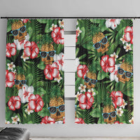Pineapple Skull Aloha Hawaii Window Curtain Summer Vibes Tropical Seamless Pattern - Wonder Print Shop