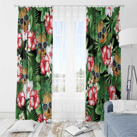 Pineapple Skull Aloha Hawaii Window Curtain Summer Vibes Tropical Seamless Pattern - Wonder Print Shop