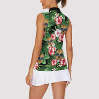 Pineapple Skull Aloha Hawaii Women Sleeveless Polo Shirt Summer Vibes Tropical Seamless Pattern - Wonder Print Shop