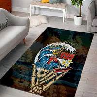 Aloha Hawaii Surfing Skull Area Rug Shaka Skeleton Ride The Waves - Wonder Print Shop