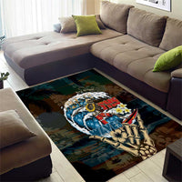 Aloha Hawaii Surfing Skull Area Rug Shaka Skeleton Ride The Waves - Wonder Print Shop