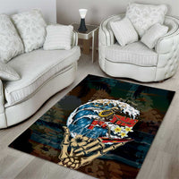 Aloha Hawaii Surfing Skull Area Rug Shaka Skeleton Ride The Waves - Wonder Print Shop