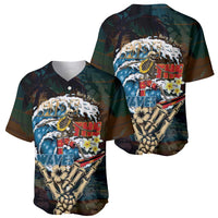 Aloha Hawaii Surfing Skull Baseball Jersey Shaka Skeleton Ride The Waves - Wonder Print Shop