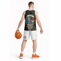 Aloha Hawaii Surfing Skull Basketball Jersey Shaka Skeleton Ride The Waves - Wonder Print Shop