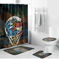 Aloha Hawaii Surfing Skull Bathroom Set Shaka Skeleton Ride The Waves - Wonder Print Shop