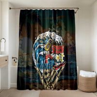 Aloha Hawaii Surfing Skull Bathroom Set Shaka Skeleton Ride The Waves - Wonder Print Shop