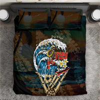 Aloha Hawaii Surfing Skull Bedding Set Shaka Skeleton Ride The Waves - Wonder Print Shop