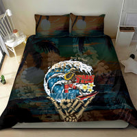 Aloha Hawaii Surfing Skull Bedding Set Shaka Skeleton Ride The Waves - Wonder Print Shop