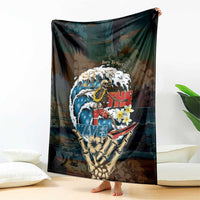 Aloha Hawaii Surfing Skull Blanket Shaka Skeleton Ride The Waves - Wonder Print Shop