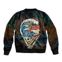 Aloha Hawaii Surfing Skull Bomber Jacket Shaka Skeleton Ride The Waves - Wonder Print Shop