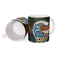 Aloha Hawaii Surfing Skull Ceramic Mug Shaka Skeleton Ride The Waves - Wonder Print Shop