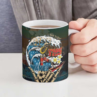 Aloha Hawaii Surfing Skull Ceramic Mug Shaka Skeleton Ride The Waves - Wonder Print Shop