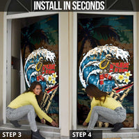 Aloha Hawaii Surfing Skull Door Cover Shaka Skeleton Ride The Waves - Wonder Print Shop