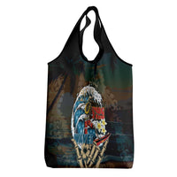 Aloha Hawaii Surfing Skull Grocery Bag Shaka Skeleton Ride The Waves - Wonder Print Shop