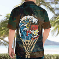 Aloha Hawaii Surfing Skull Hawaiian Shirt Shaka Skeleton Ride The Waves - Wonder Print Shop