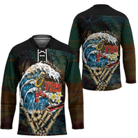 Aloha Hawaii Surfing Skull Hockey Jersey Shaka Skeleton Ride The Waves - Wonder Print Shop
