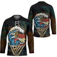 Aloha Hawaii Surfing Skull Hockey Jersey Shaka Skeleton Ride The Waves - Wonder Print Shop