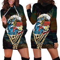 Aloha Hawaii Surfing Skull Hoodie Dress Shaka Skeleton Ride The Waves - Wonder Print Shop