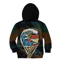 Aloha Hawaii Surfing Skull Kid Hoodie Shaka Skeleton Ride The Waves - Wonder Print Shop