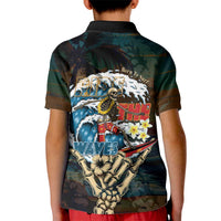 Aloha Hawaii Surfing Skull Kid Polo Shirt Shaka Skeleton Ride The Waves - Wonder Print Shop