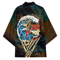 Aloha Hawaii Surfing Skull Kimono Shaka Skeleton Ride The Waves - Wonder Print Shop