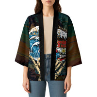 Aloha Hawaii Surfing Skull Kimono Shaka Skeleton Ride The Waves - Wonder Print Shop