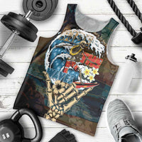 Aloha Hawaii Surfing Skull Men Tank Top Shaka Skeleton Ride The Waves - Wonder Print Shop