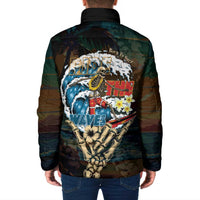 Aloha Hawaii Surfing Skull Padded Jacket Shaka Skeleton Ride The Waves - Wonder Print Shop