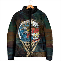 Aloha Hawaii Surfing Skull Padded Jacket Shaka Skeleton Ride The Waves - Wonder Print Shop