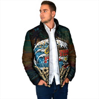 Aloha Hawaii Surfing Skull Padded Jacket Shaka Skeleton Ride The Waves - Wonder Print Shop