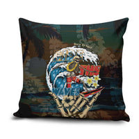 Aloha Hawaii Surfing Skull Pillow Cover Shaka Skeleton Ride The Waves - Wonder Print Shop