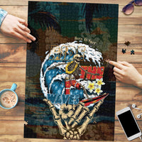 Aloha Hawaii Surfing Skull Puzzle Shaka Skeleton Ride The Waves - Wonder Print Shop