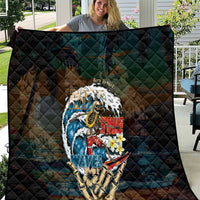 Aloha Hawaii Surfing Skull Quilt Shaka Skeleton Ride The Waves - Wonder Print Shop