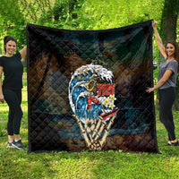 Aloha Hawaii Surfing Skull Quilt Shaka Skeleton Ride The Waves - Wonder Print Shop