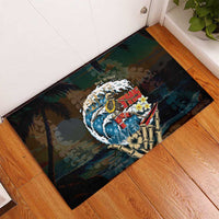 Aloha Hawaii Surfing Skull Rubber Doormat Shaka Skeleton Ride The Waves - Wonder Print Shop