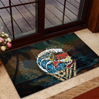 Aloha Hawaii Surfing Skull Rubber Doormat Shaka Skeleton Ride The Waves - Wonder Print Shop