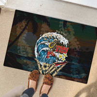 Aloha Hawaii Surfing Skull Rubber Doormat Shaka Skeleton Ride The Waves - Wonder Print Shop