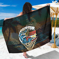 Aloha Hawaii Surfing Skull Sarong Shaka Skeleton Ride The Waves - Wonder Print Shop