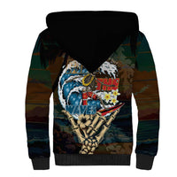 Aloha Hawaii Surfing Skull Sherpa Hoodie Shaka Skeleton Ride The Waves - Wonder Print Shop