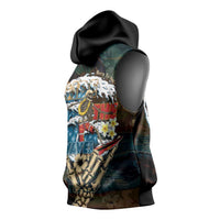 Aloha Hawaii Surfing Skull Sleeveless Hoodie Shaka Skeleton Ride The Waves - Wonder Print Shop