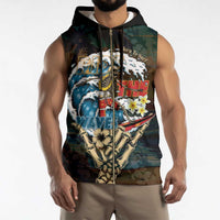 Aloha Hawaii Surfing Skull Sleeveless Zip Hoodie Shaka Skeleton Ride The Waves - Wonder Print Shop