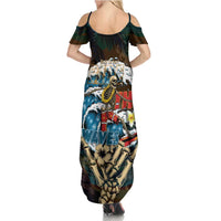 Aloha Hawaii Surfing Skull Summer Maxi Dress Shaka Skeleton Ride The Waves - Wonder Print Shop