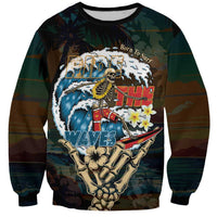 Aloha Hawaii Surfing Skull Sweatshirt Shaka Skeleton Ride The Waves - Wonder Print Shop