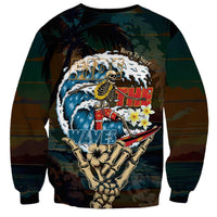 Aloha Hawaii Surfing Skull Sweatshirt Shaka Skeleton Ride The Waves - Wonder Print Shop