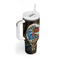 Aloha Hawaii Surfing Skull Tumbler With Handle Shaka Skeleton Ride The Waves - Wonder Print Shop