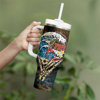 Aloha Hawaii Surfing Skull Tumbler With Handle Shaka Skeleton Ride The Waves - Wonder Print Shop