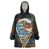 Aloha Hawaii Surfing Skull Wearable Blanket Hoodie Shaka Skeleton Ride The Waves - Wonder Print Shop